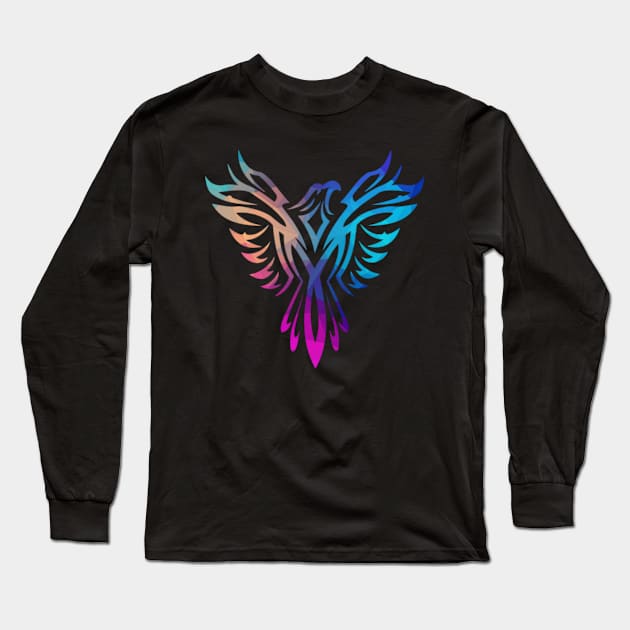 Stylish Colorful Polygon Pastels Phoenix Mythical Rising Born Again Long Sleeve T-Shirt by twizzler3b